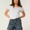 Curvy High-Rise Dark Wash Relaxed denimshorts 5″