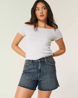Curvy High-Rise Dark Wash Relaxed denimshorts 5″