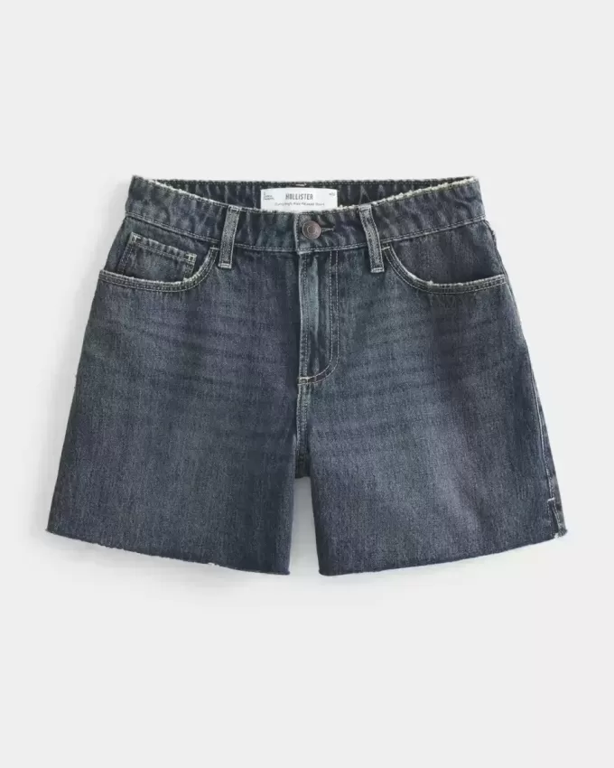 Curvy High-Rise Dark Wash Relaxed denimshorts 5″