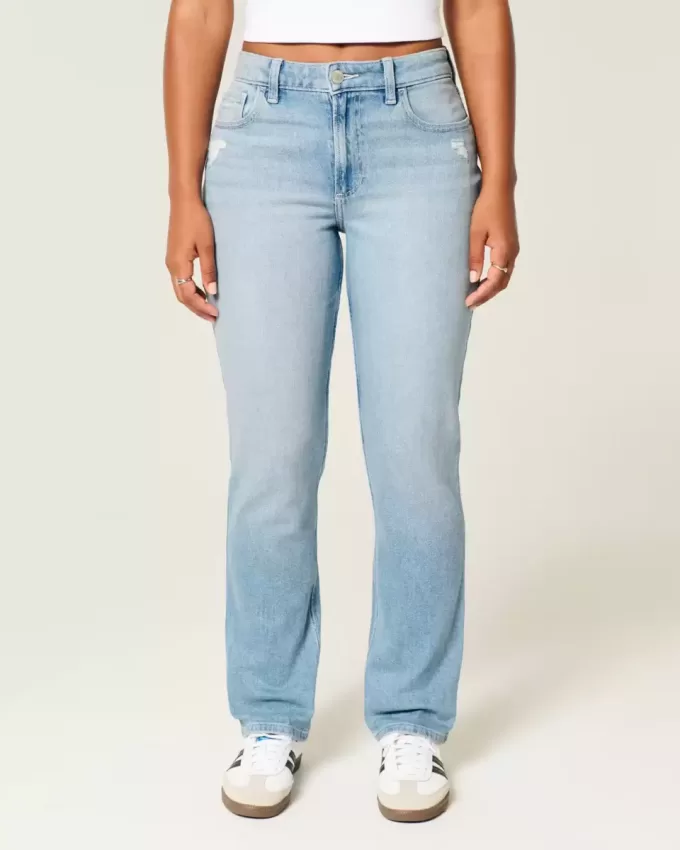 Curvy High-Rise Distressed Light Wash Straight Jeans Curvy High-Rise Distressed Light Wash Straight Jeans