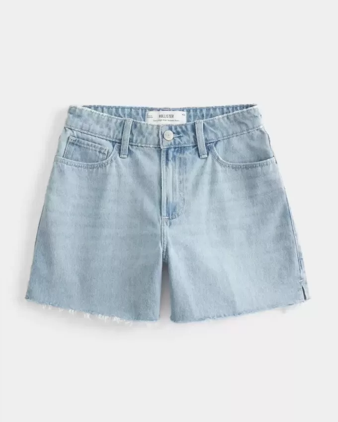 Curvy High-Rise Light Wash Relaxed jeansshorts 5″