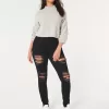 Curvy High-Rise Ripped Black Super Skinny Jeans Curvy High-Rise Ripped Black Super Skinny Jeans