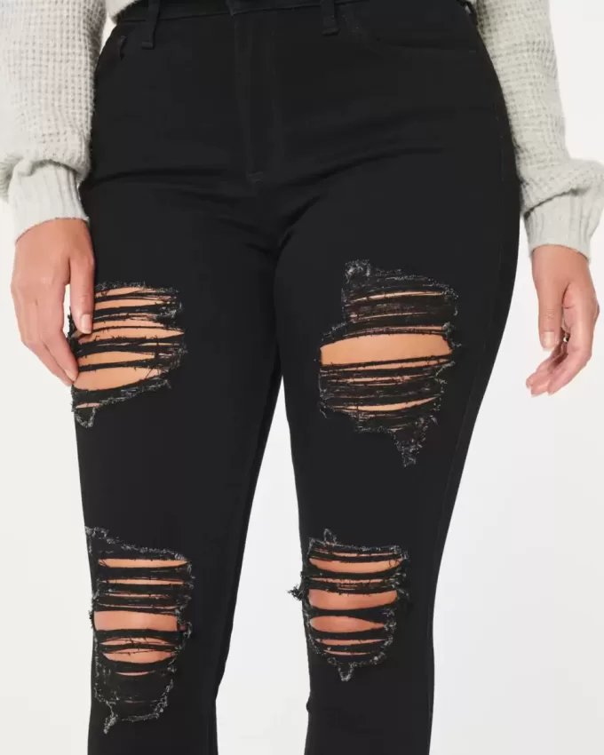 Curvy High-Rise Ripped Black Super Skinny Jeans Curvy High-Rise Ripped Black Super Skinny Jeans