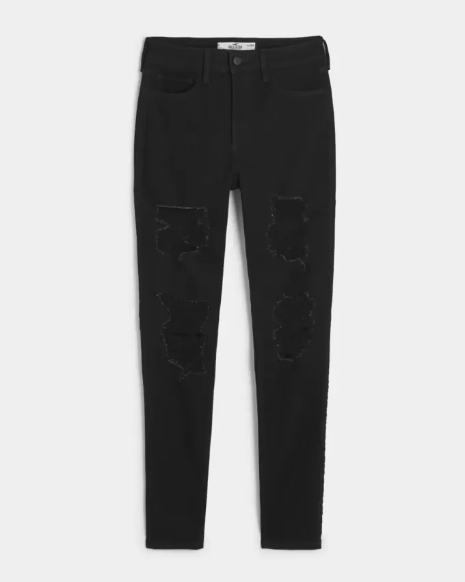Curvy High-Rise Ripped Black Super Skinny Jeans Curvy High-Rise Ripped Black Super Skinny Jeans