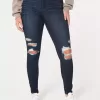 Curvy High-Rise Ripped Dark Wash Jean Leggings Curvy High-Rise Ripped Dark Wash Jean Leggings