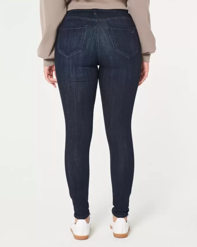 Curvy High-Rise Ripped Dark Wash Jean Leggings Curvy High-Rise Ripped Dark Wash Jean Leggings