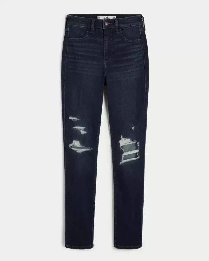 Curvy High-Rise Ripped Dark Wash Jean Leggings Curvy High-Rise Ripped Dark Wash Jean Leggings