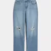 Curvy High-Rise Ripped Medium Wash Dad Jeans Curvy High-Rise Ripped Medium Wash Dad Jeans