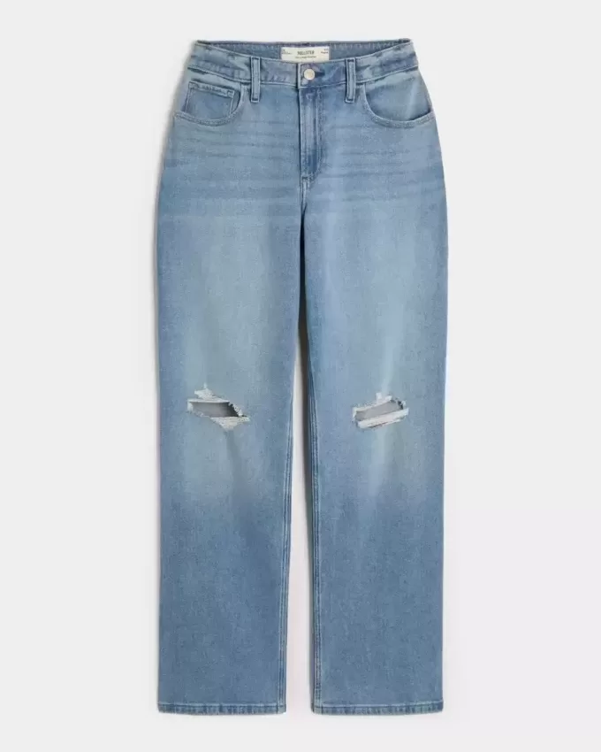Curvy High-Rise Ripped Medium Wash Dad Jeans Curvy High-Rise Ripped Medium Wash Dad Jeans
