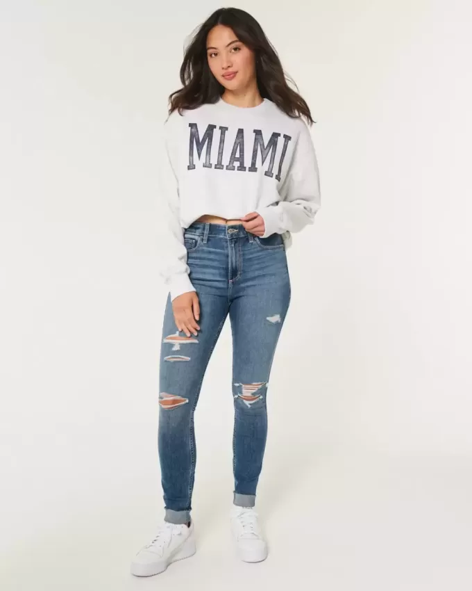 Curvy High-Rise Ripped Medium Wash Super Skinny Jeans Curvy High-Rise Ripped Medium Wash Super Skinny Jeans