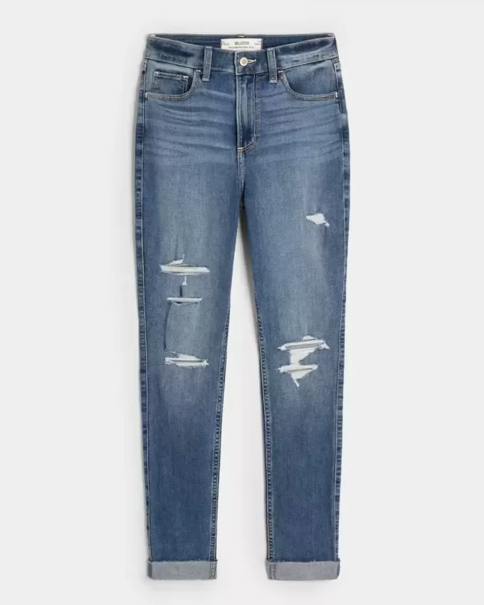 Curvy High-Rise Ripped Medium Wash Super Skinny Jeans Curvy High-Rise Ripped Medium Wash Super Skinny Jeans