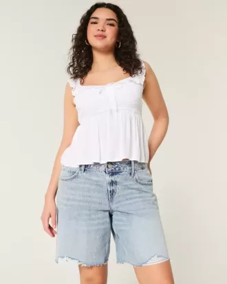 Curvy Låghus Lätt Tvätta Distressed Baggy Jort