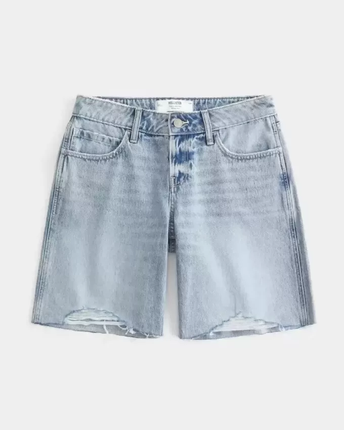Curvy Låghus Lätt Tvätta Distressed Baggy Jort