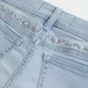 Curvy Low-Rise Light Wash Blommig Broderade Shortie Shorts