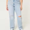 Curvy Ultra High-Rise Ripped Light Wash Dad Jeans Curvy Ultra High-Rise Ripped Light Wash Dad Jeans