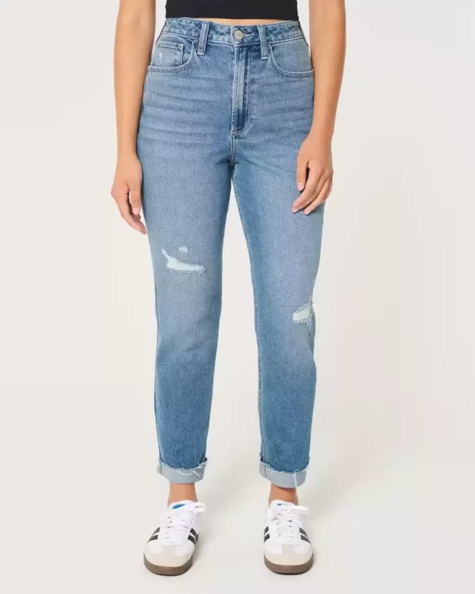 Curvy Ultra High-Rise Ripped Medium Wash Mom Jeans Curvy Ultra High-Rise Ripped Medium Wash Mom Jeans