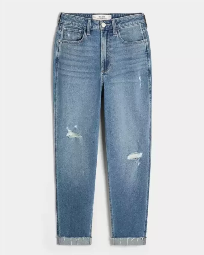 Curvy Ultra High-Rise Ripped Medium Wash Mom Jeans Curvy Ultra High-Rise Ripped Medium Wash Mom Jeans