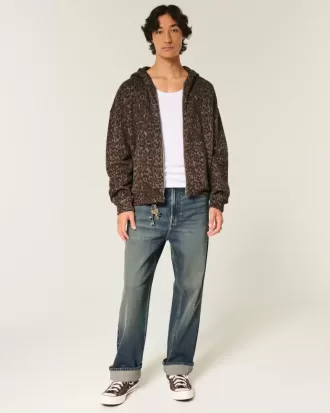 Dark Wash Broderade Baggy Jeans