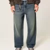 Dark Wash Broderade Baggy Jeans Dark Wash Broderade Baggy Jeans