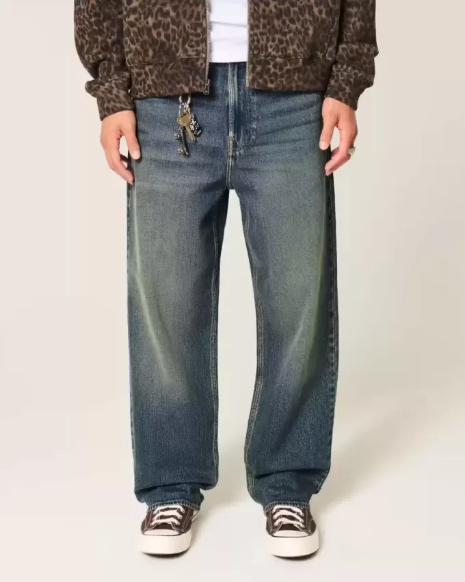 Dark Wash Broderade Baggy Jeans Dark Wash Broderade Baggy Jeans