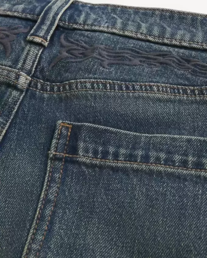 Dark Wash Broderade Baggy Jeans Dark Wash Broderade Baggy Jeans