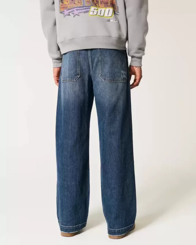 Dark Wash Logo Broderi Super Baggy Jeans Dark Wash Logo Broderi Super Baggy Jeans