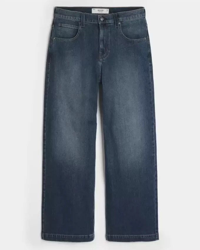 Dark Wash Logo Broderi Super Baggy Jeans Dark Wash Logo Broderi Super Baggy Jeans