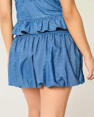 Denim Bubble Mini Kjol
