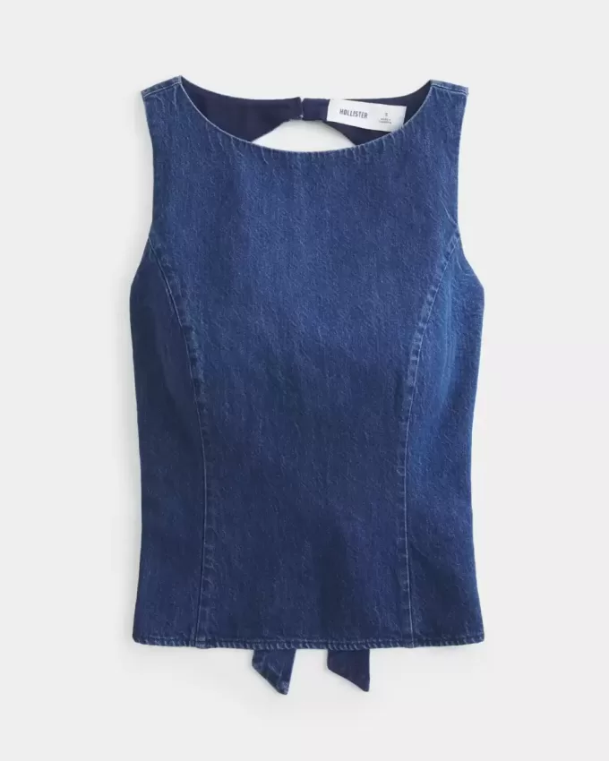 Denim med öppen rygg Denim med öppen rygg