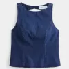 Denimblus med öppen rygg