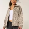 Denimjacka i leopardmönstrad Denimjacka i leopardmönstrad