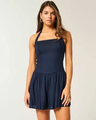 Drop Waist Halter Miniklänning