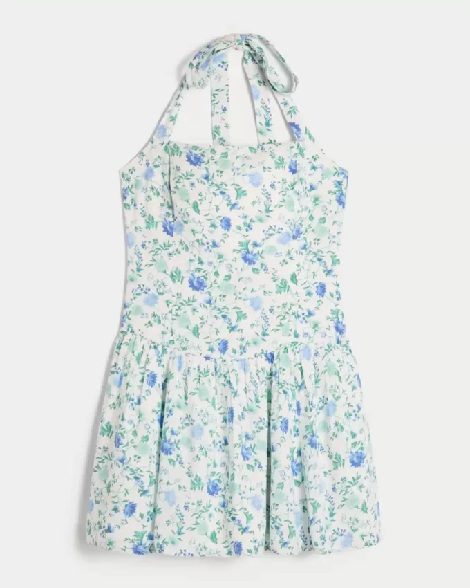 Drop Waist Halter Miniklänning