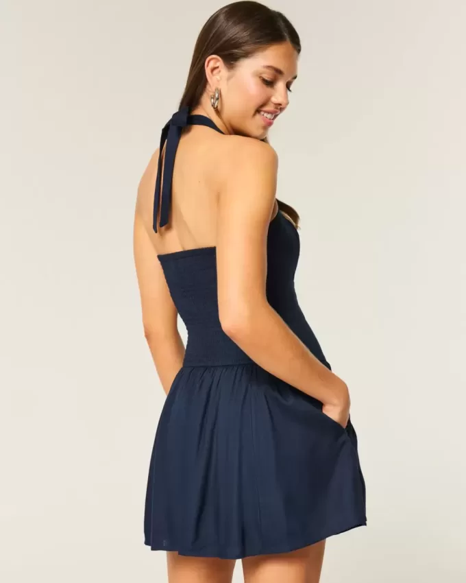 Drop Waist Halter Miniklänning