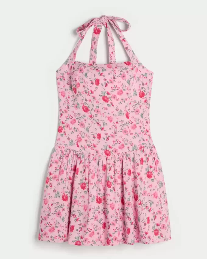 Drop Waist Halter Miniklänning Drop Waist Halter Miniklänning