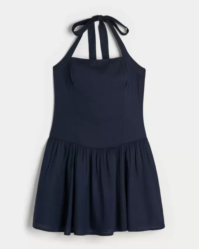 Drop Waist Halter Miniklänning