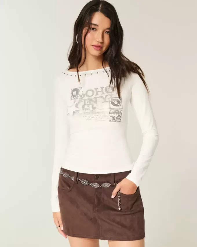 Dubbad SoHo grafisk topp med snedhals Dubbad SoHo grafisk topp med snedhals