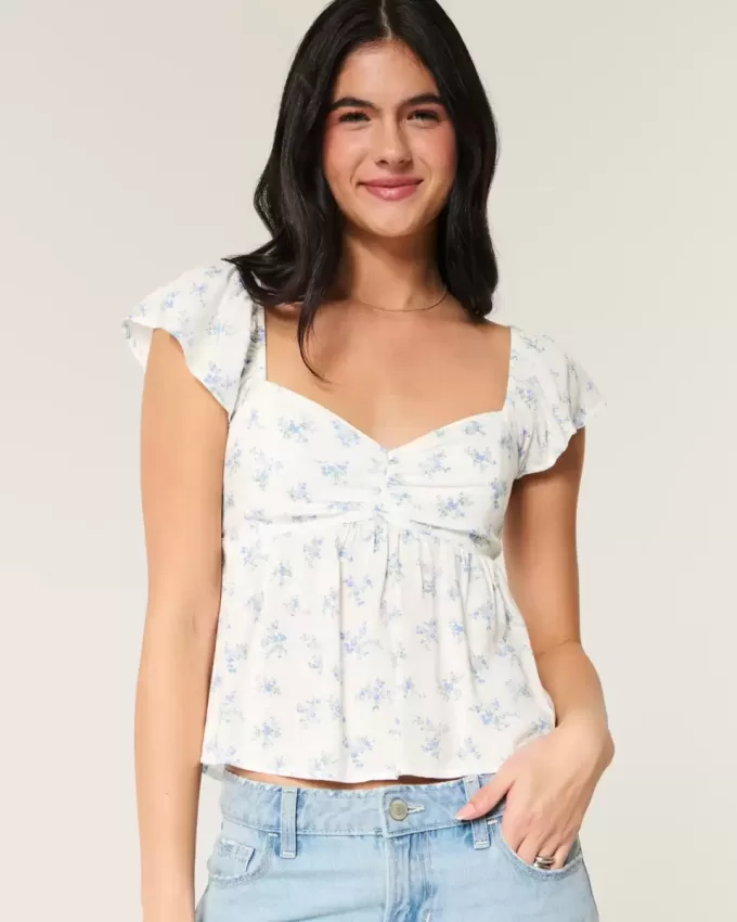 Easy Flutter Sleeve Babydoll Top Easy Flutter Sleeve Babydoll Top