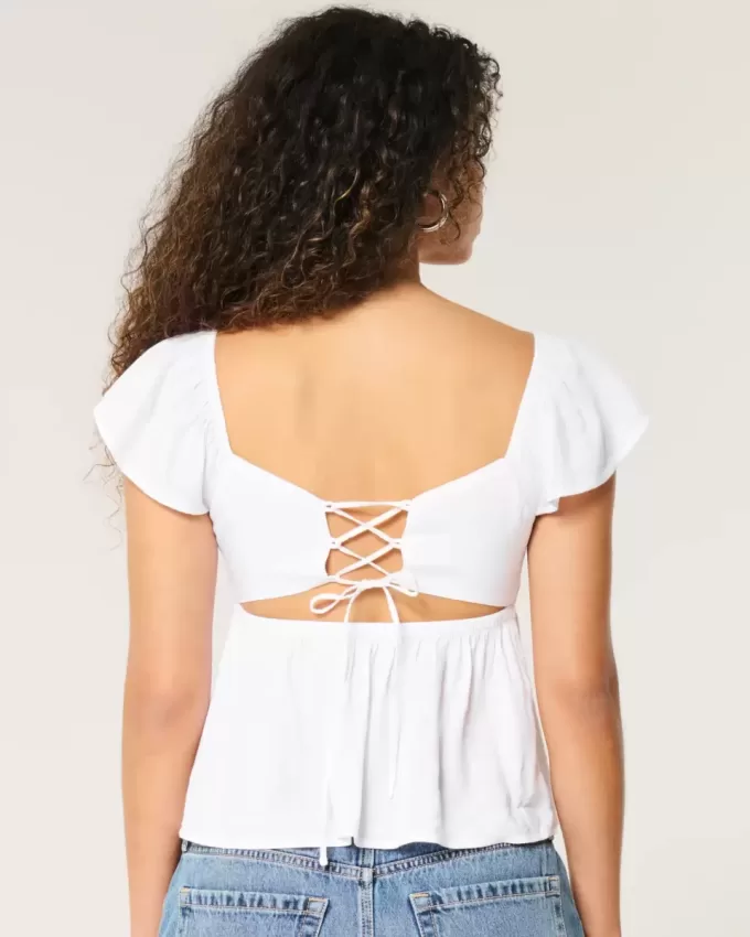 Easy Flutter Sleeve Babydoll Top Easy Flutter Sleeve Babydoll Top