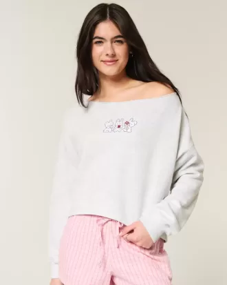 Easy Graphic dubbel off-the-shoulder tröja
