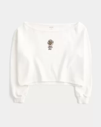 Easy Graphic dubbel off-the-shoulder tröja