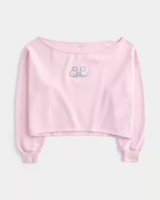 Easy Graphic dubbel off-the-shoulder tröja