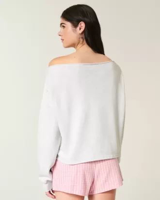 Easy Graphic dubbel off-the-shoulder tröja