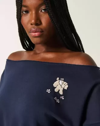 Easy Graphic dubbel off-the-shoulder tröja
