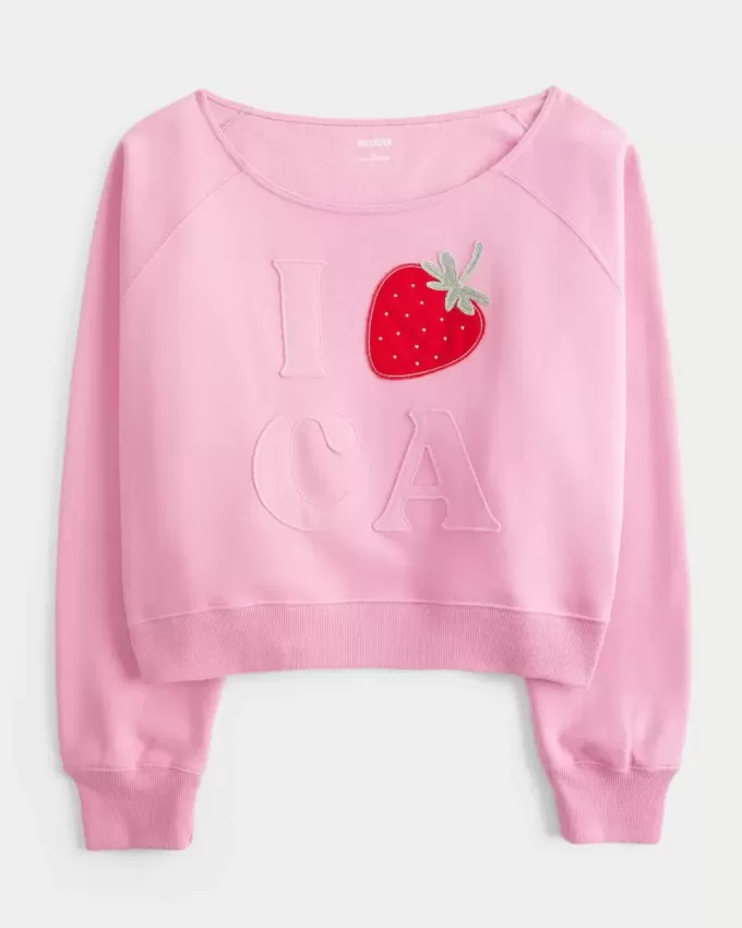 Easy Off-the-Soulder California Graphic Crew Sweatshirt