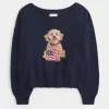 Easy Off-the-Soulder Dog Graphic Sweater Easy Off-the-Soulder Dog Graphic Sweater