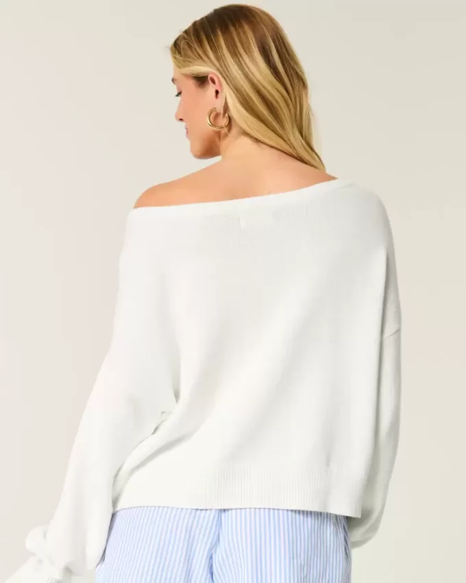Easy Off-the-Soulder Fish Graphic Sweater Easy Off-the-Soulder Fish Graphic Sweater