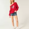Easy Off-the-Soulder Heart Flag Graphic Sweater Easy Off-the-Soulder Heart Flag Graphic Sweater