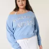 Easy Off-the-Soulder Making Waves Graphic Crew Sweatshirt Easy Off-the-Soulder Making Waves Graphic Crew Sweatshirt