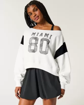 Easy Off-the-Soulder Miami Graphic Sweatshirt